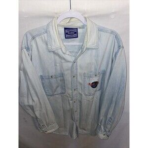Hardrock Men’s Chambray Shirt Size Medium Blue Faded Look Comfort Casual Cozy